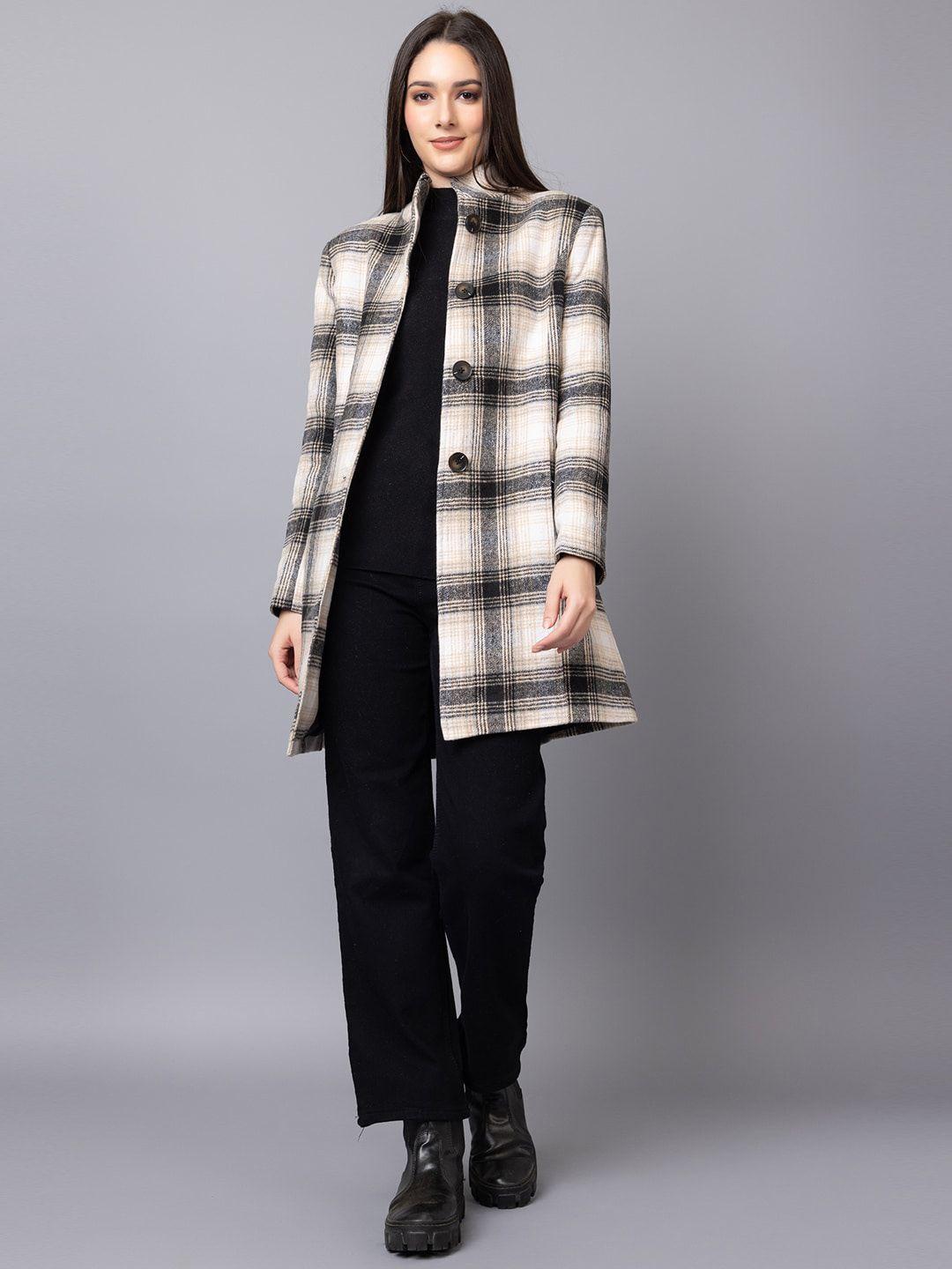 chemistry women white checked long sleeves fashion jacket