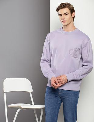 chenille monogram solid sweatshirt