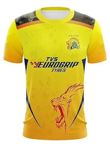 chennai jersey ms dhoni 7 - chennai cricket team half sleeve jersey 2024_boys & men(large 40) multicolour