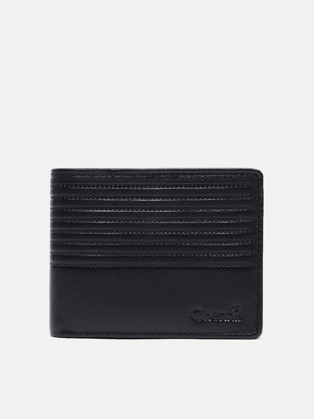 chennis men striped leather two fold wallet