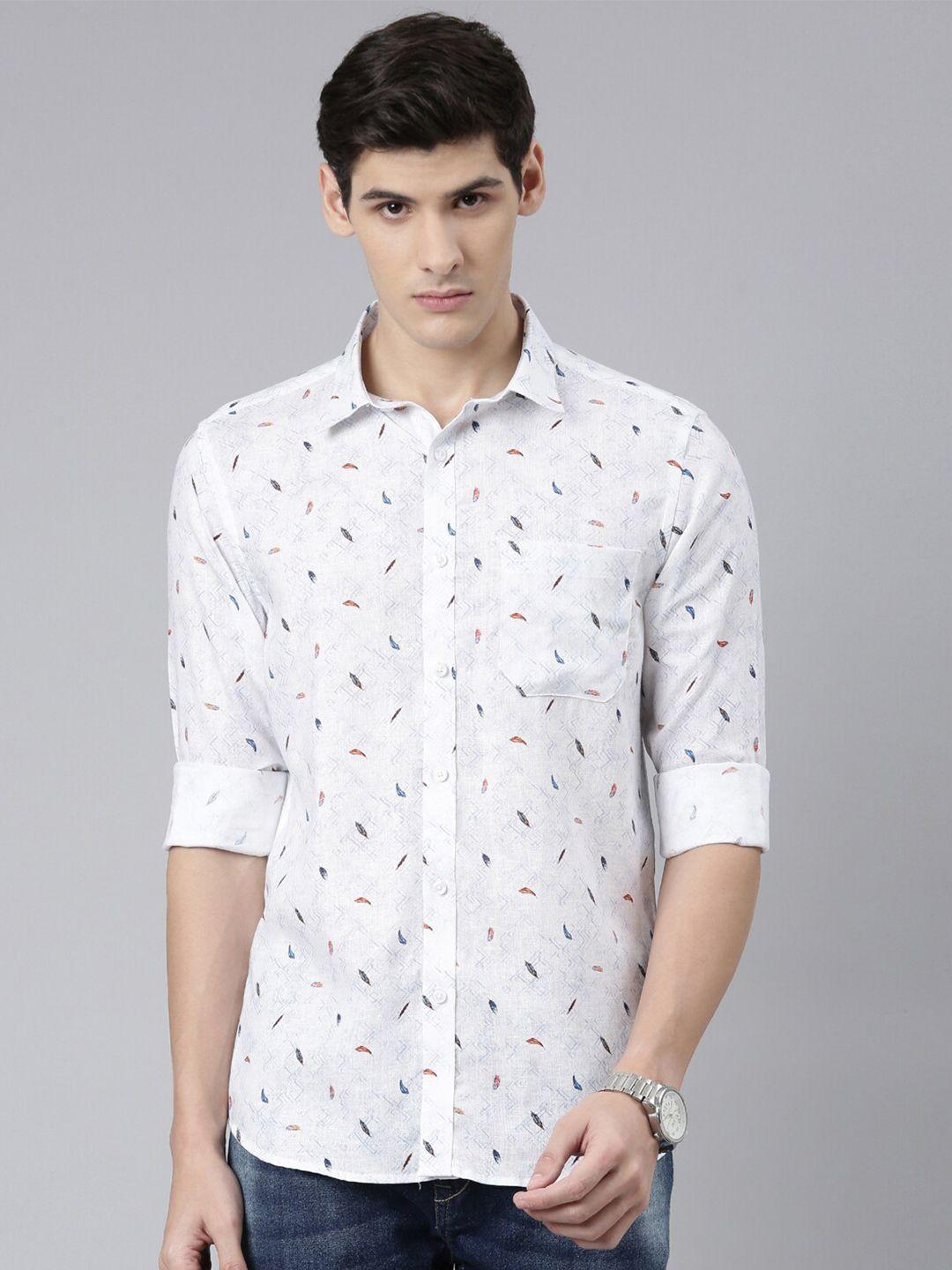 chennis classic slim fit printed linen cotton casual shirt