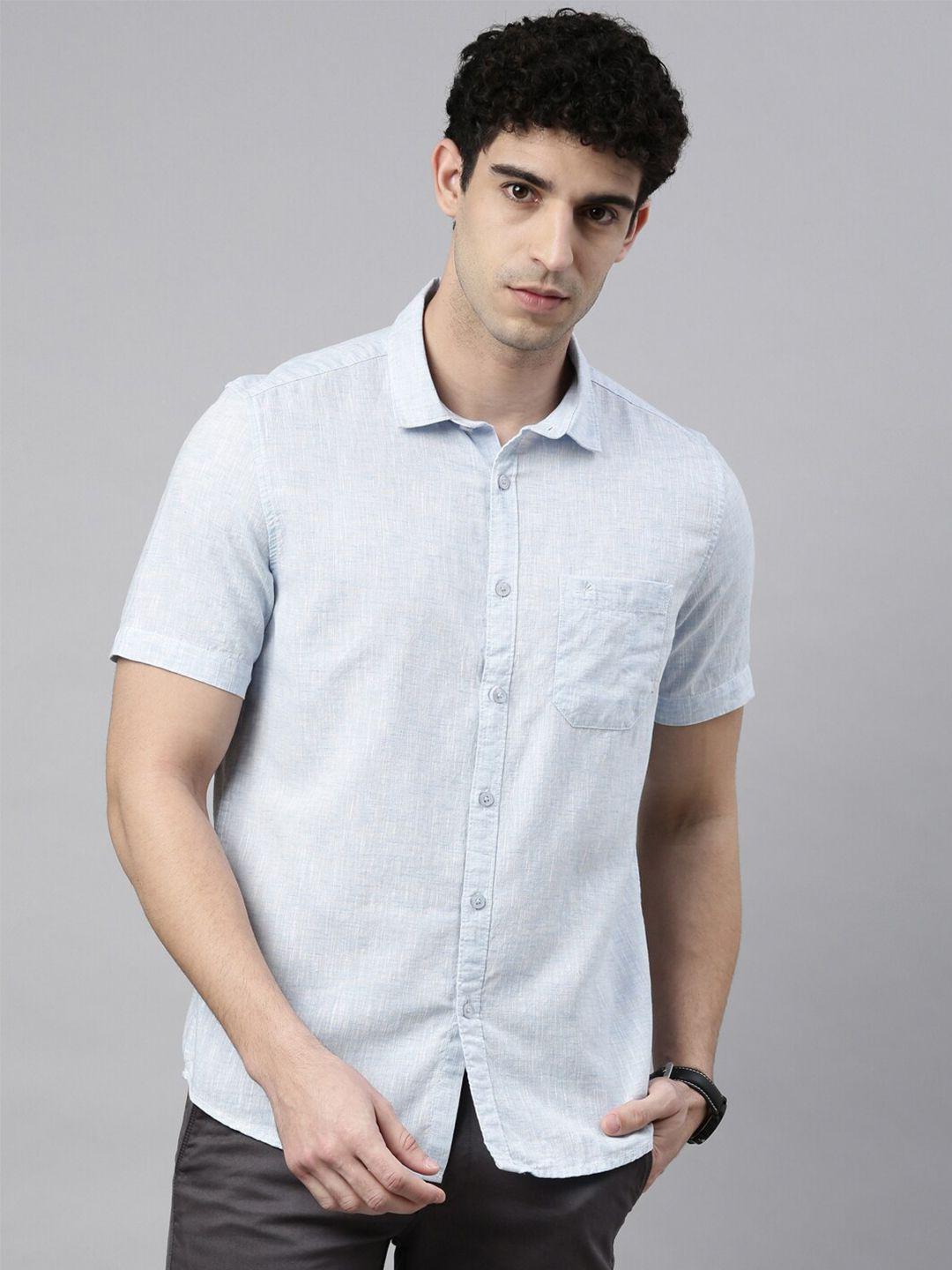 chennis men's 100% cotton slim fit spread collar shirt