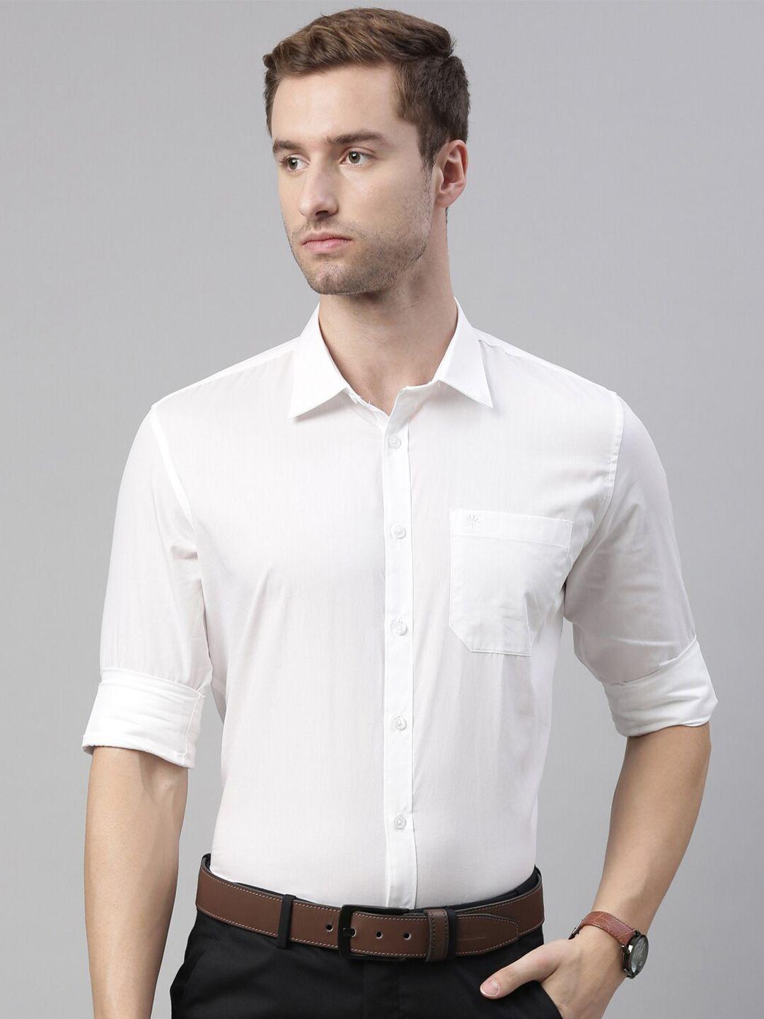 chennis men white slim fit formal shirt