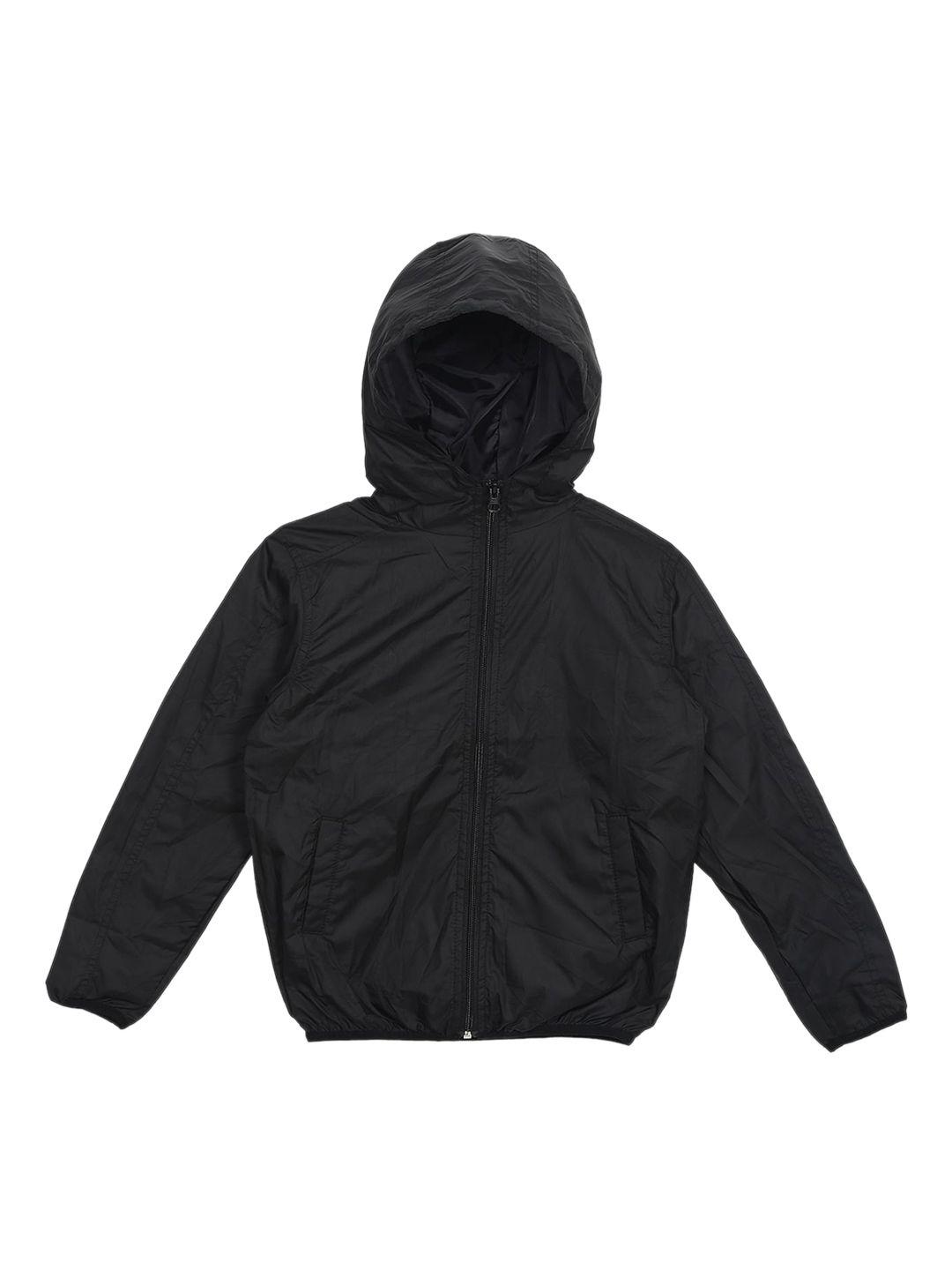 cherokee boys black solid hooded jacket