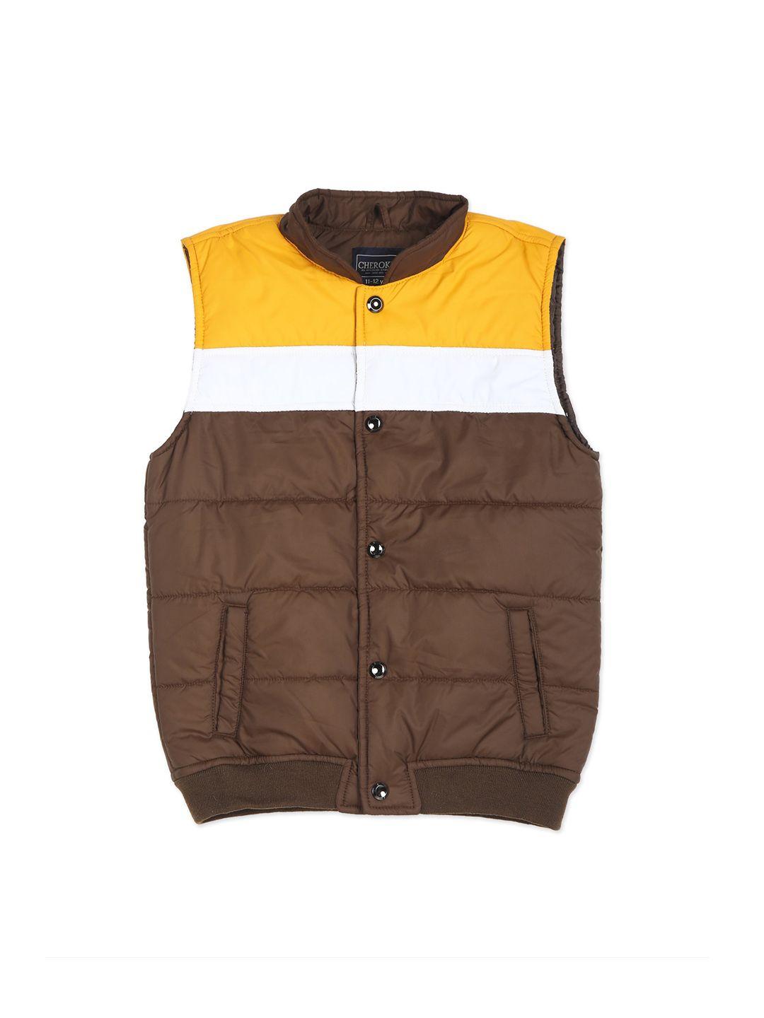 cherokee boys brown crop padded jacket