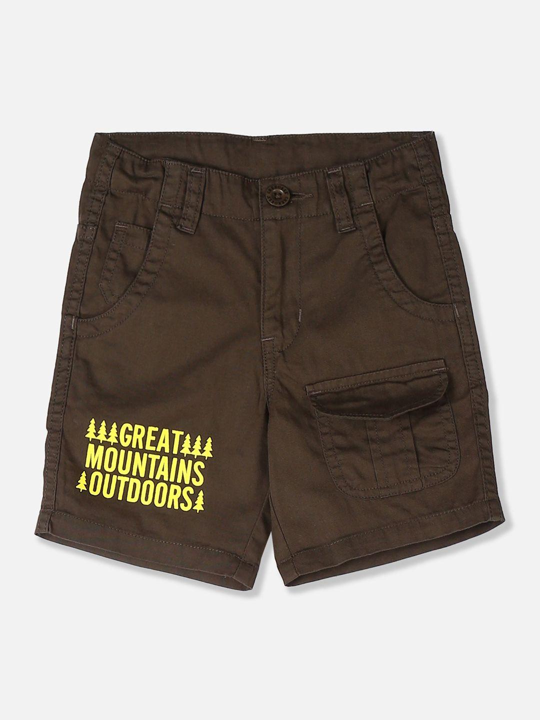 cherokee boys brown printed regular fit cargo shorts