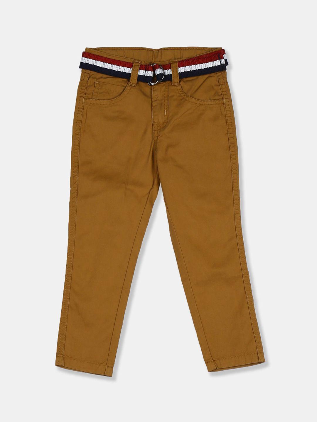 cherokee boys khaki slim fit solid regular trousers