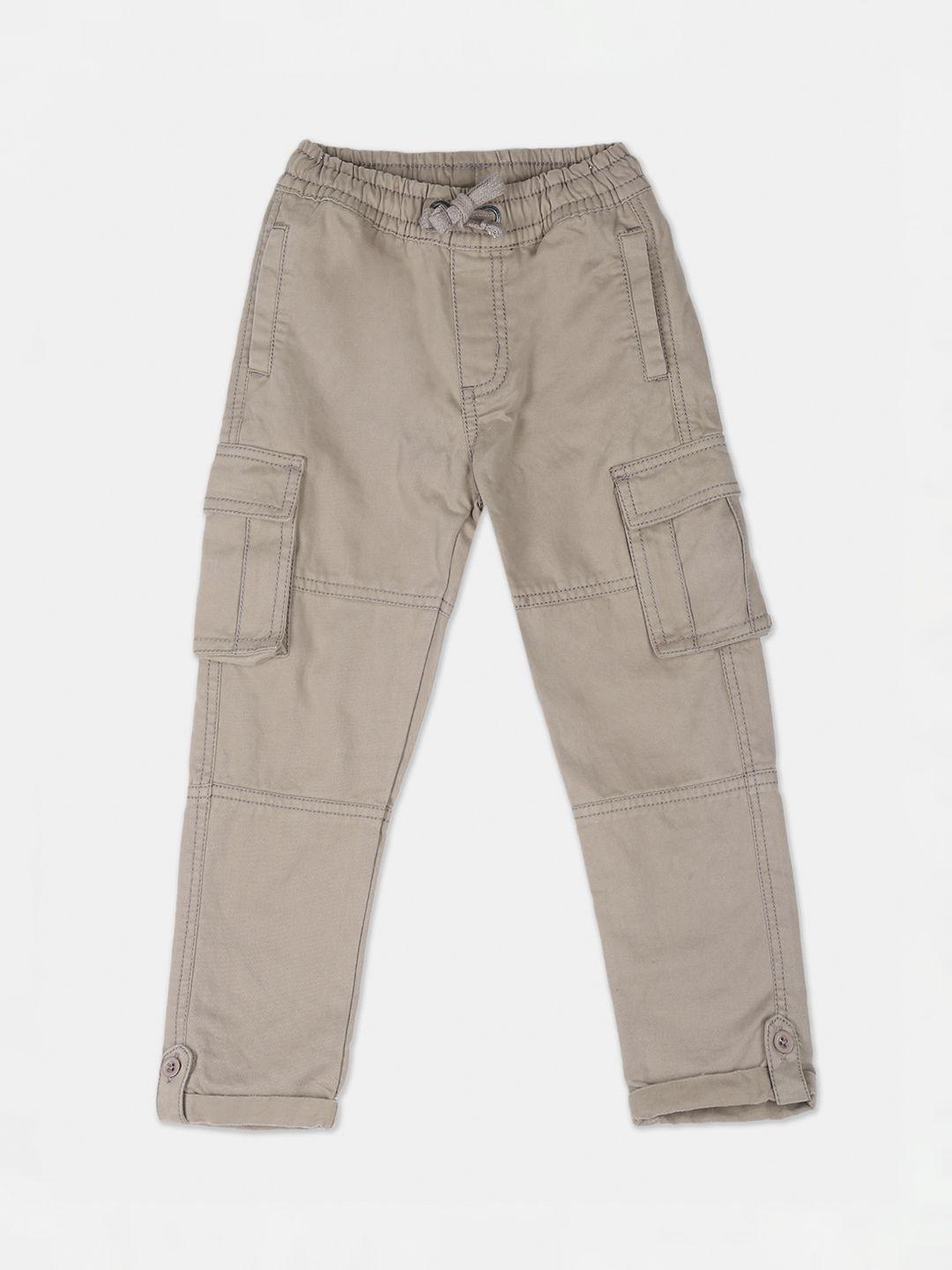 cherokee boys taupe regular fit solid cargos