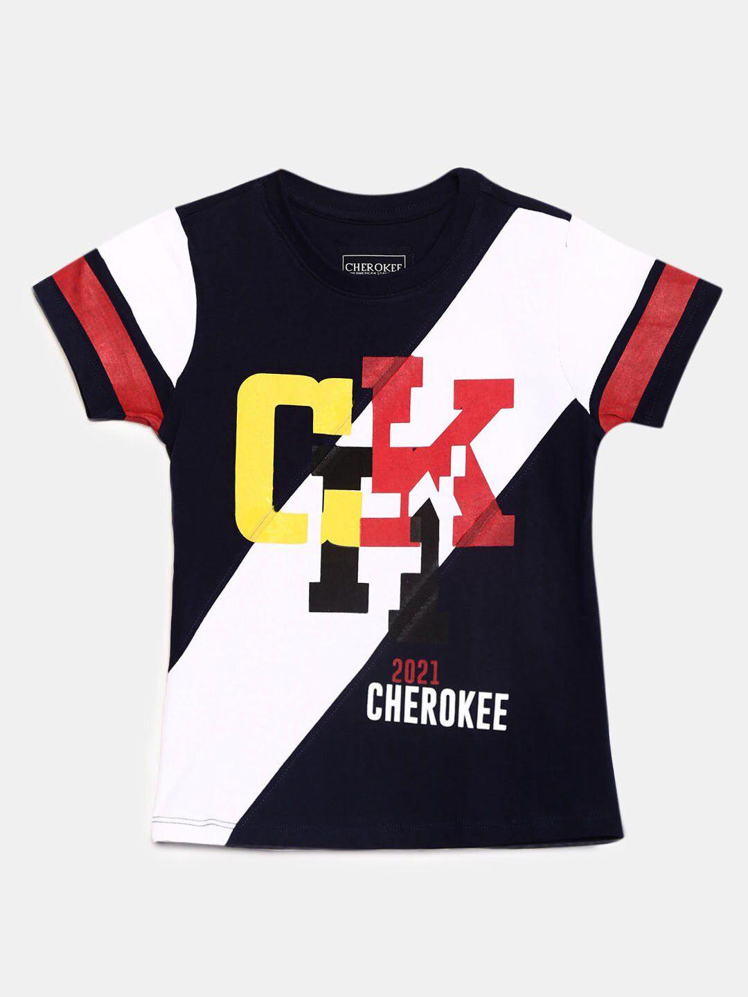 cherokee kids navy blue typography printed t-shirt