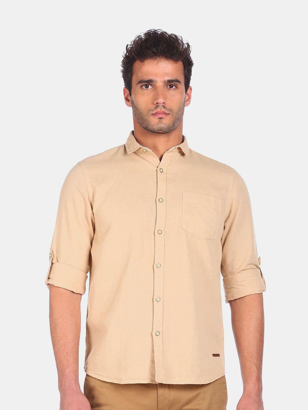 cherokee men beige casual shirt