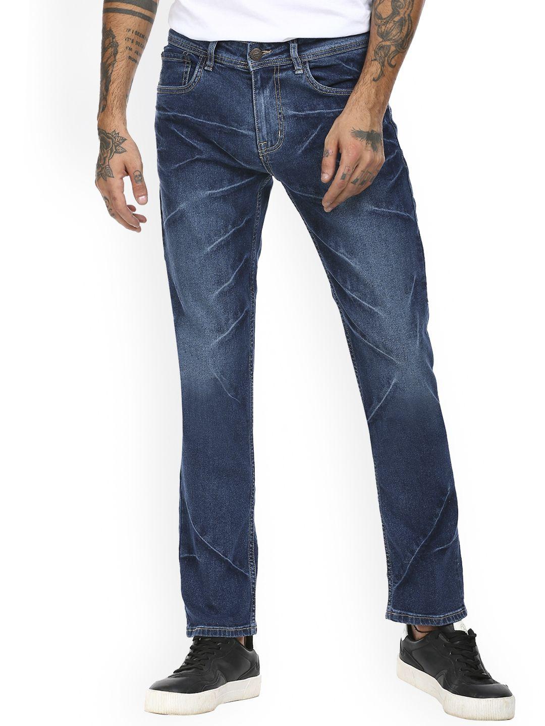 cherokee men blue slim fit mildly distressed light fade jeans