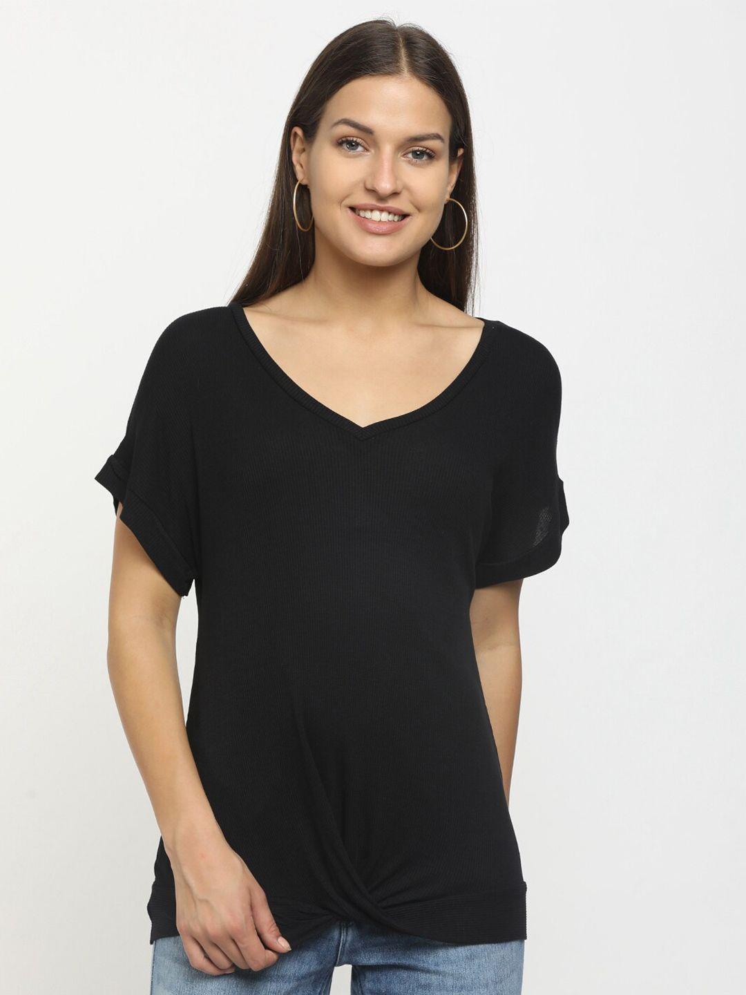 cherokee women black extended sleeves  v neck top