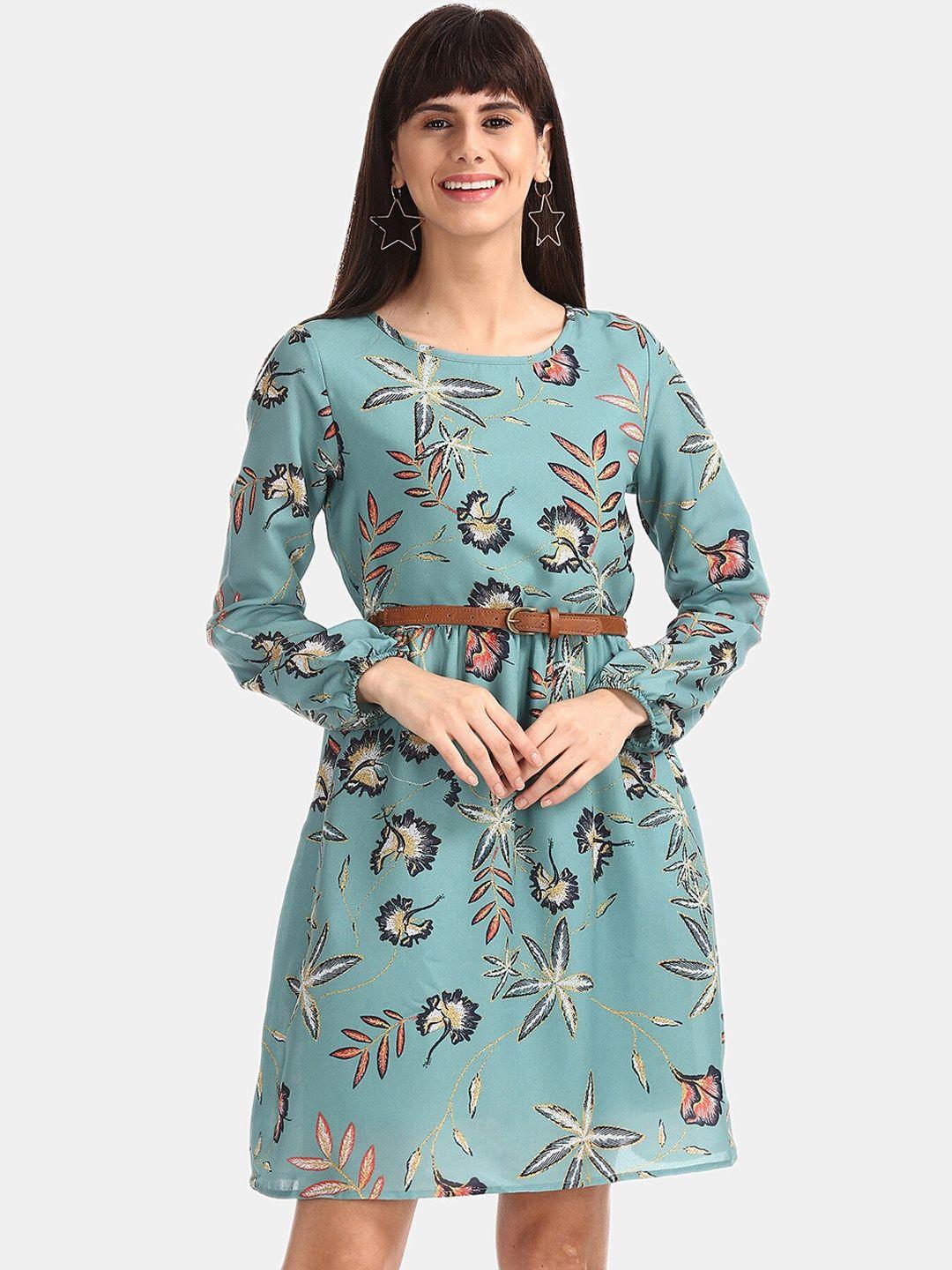 cherokee women green printed fit and flare dress