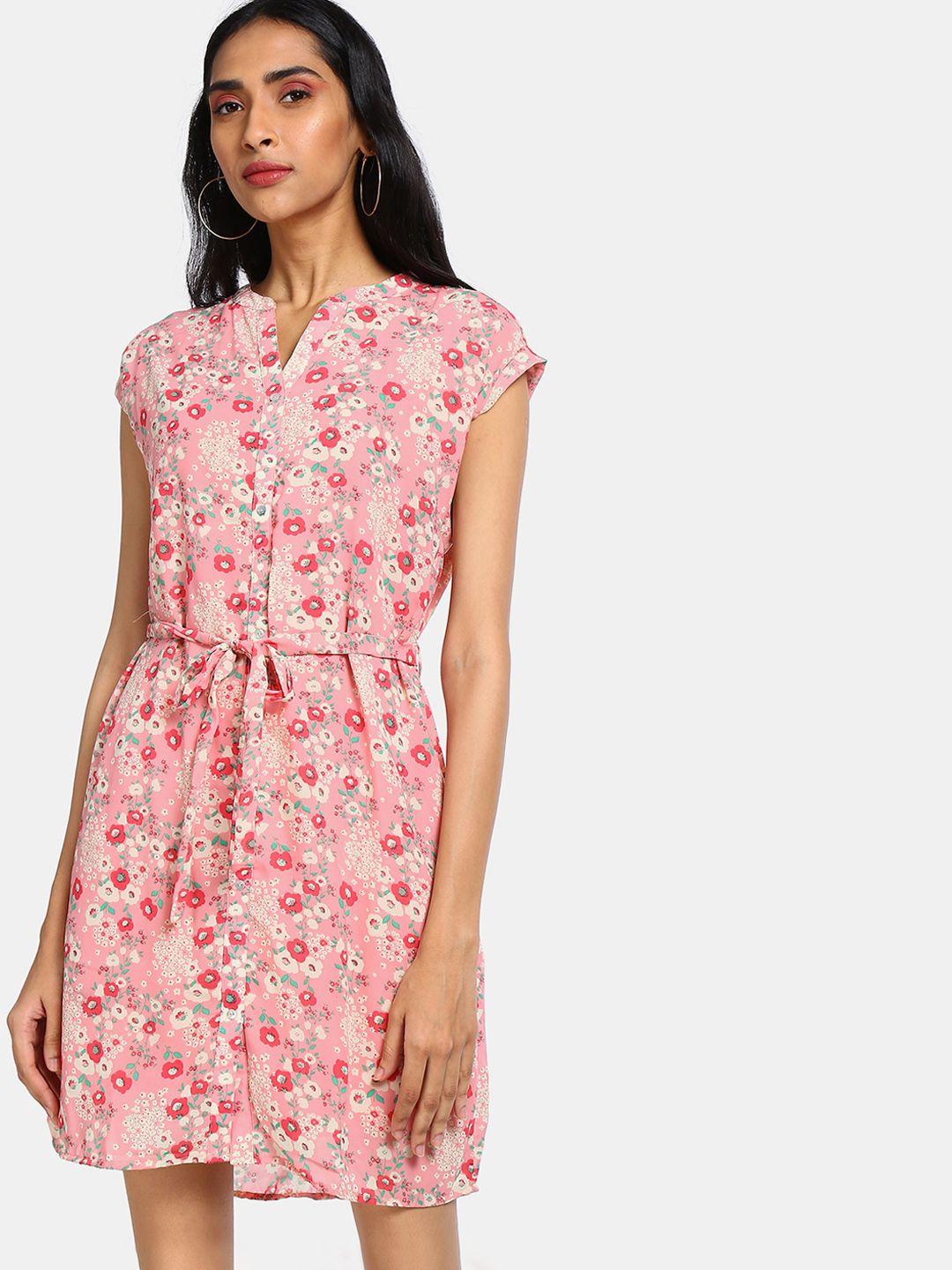 cherokee women pink printed a-line dress