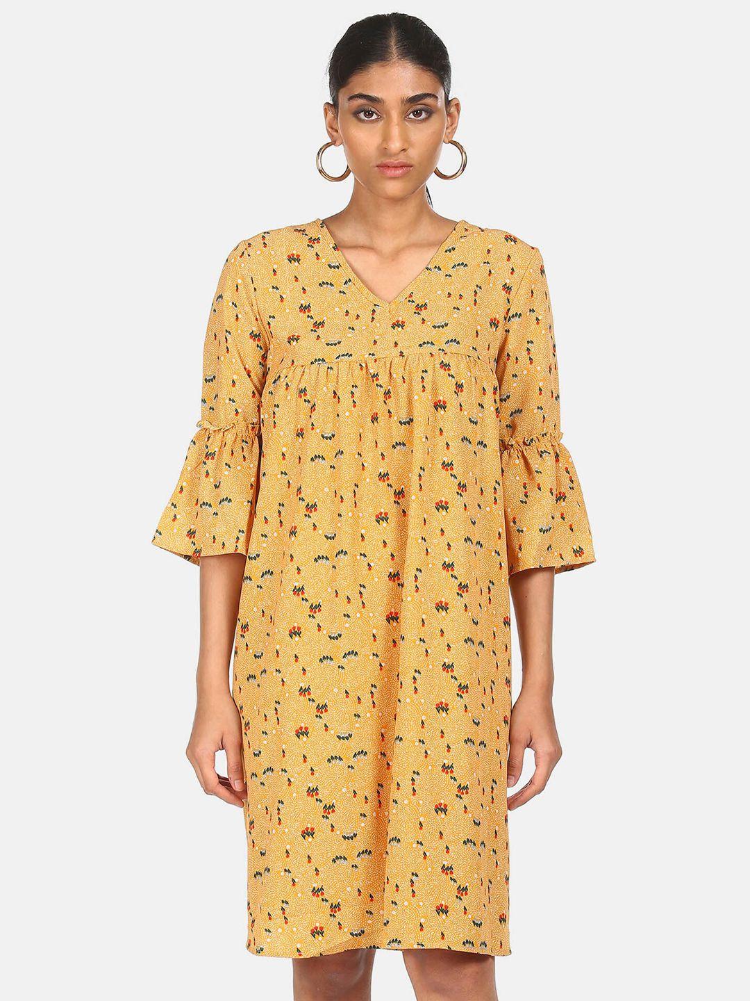 cherokee yellow floral a-line dress