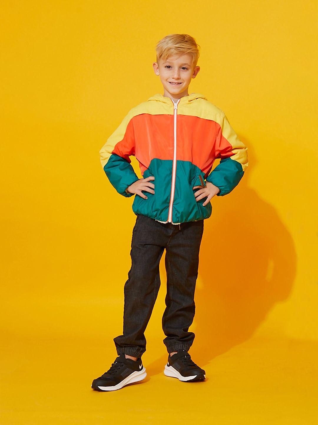 cherry crumble boys and girls multicolor cut & sew vintage puffer hooded jacket