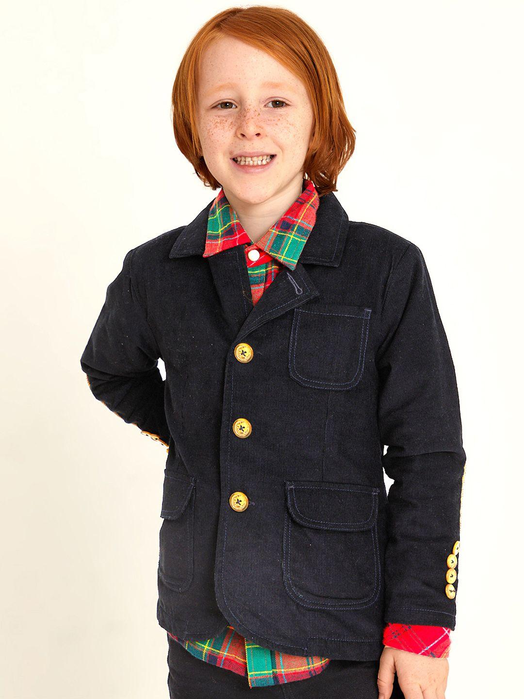 cherry crumble boys and girls navy blue cut & sew party coat