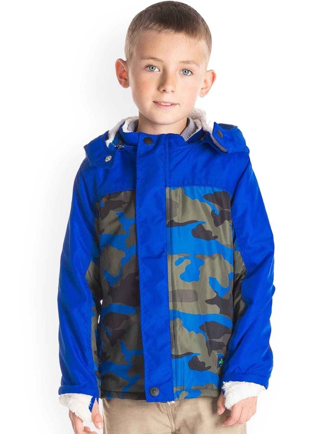 cherry crumble boys blue camouflage windcheater padded jacket
