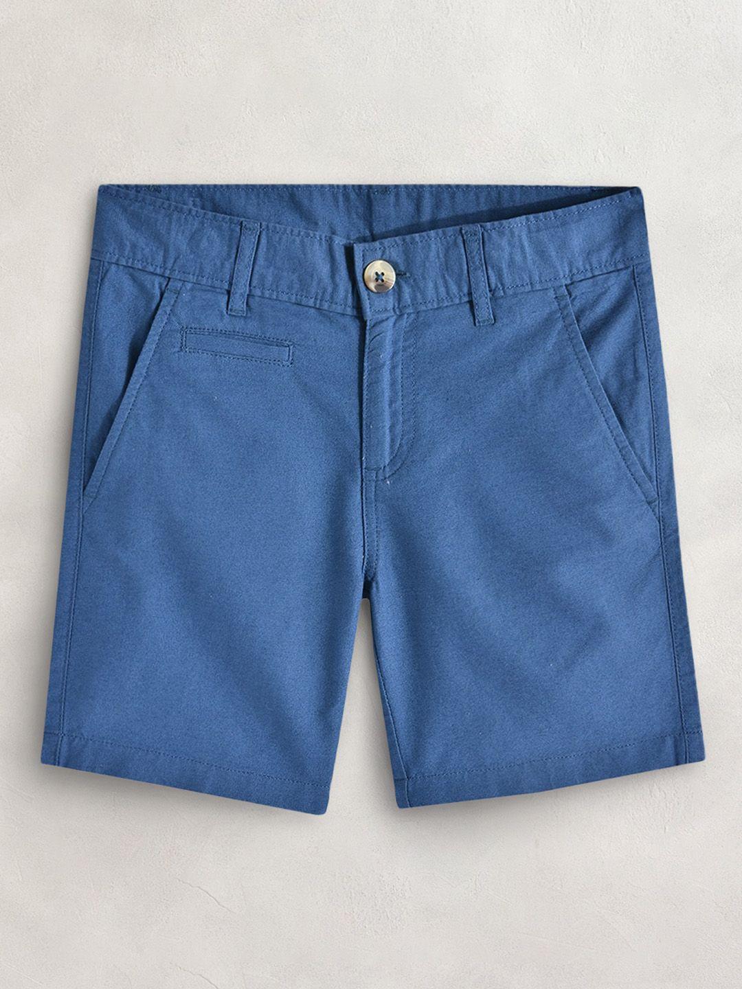 cherry crumble boys blue solid cotton chino shorts