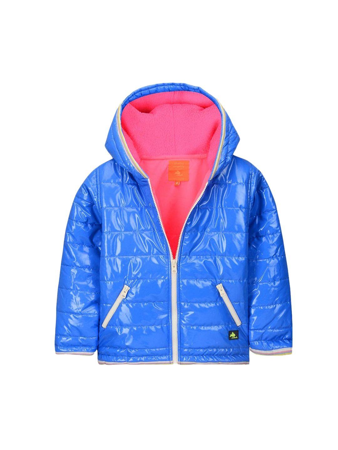 cherry crumble boys blue solid puffer jacket