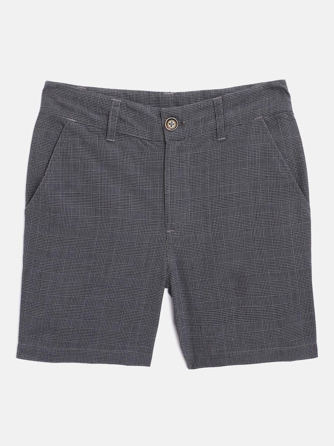 cherry crumble boys charcoal grey glen checked mid-rise regular shorts