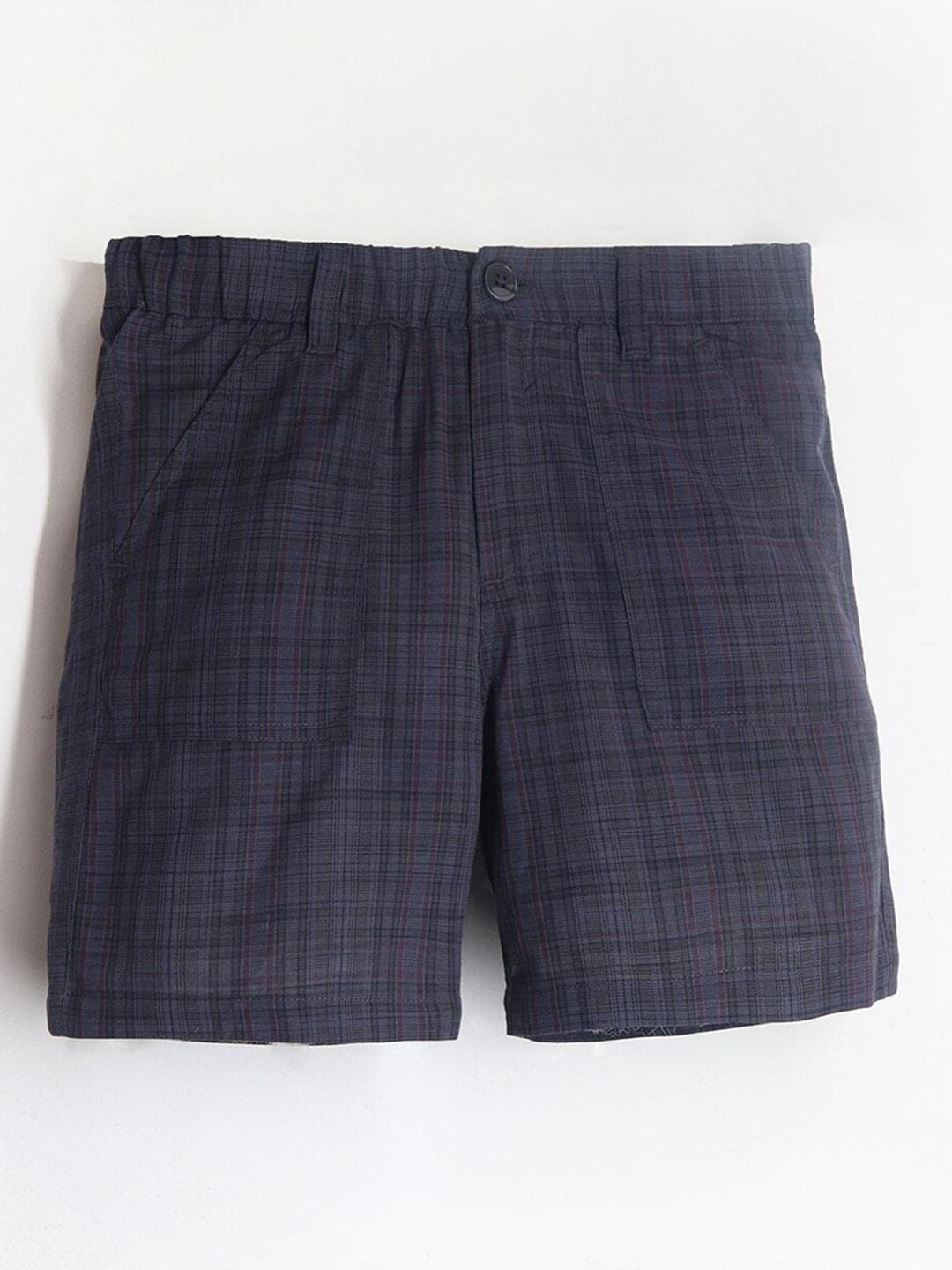 cherry-crumble-boys-checked-cotton-shorts