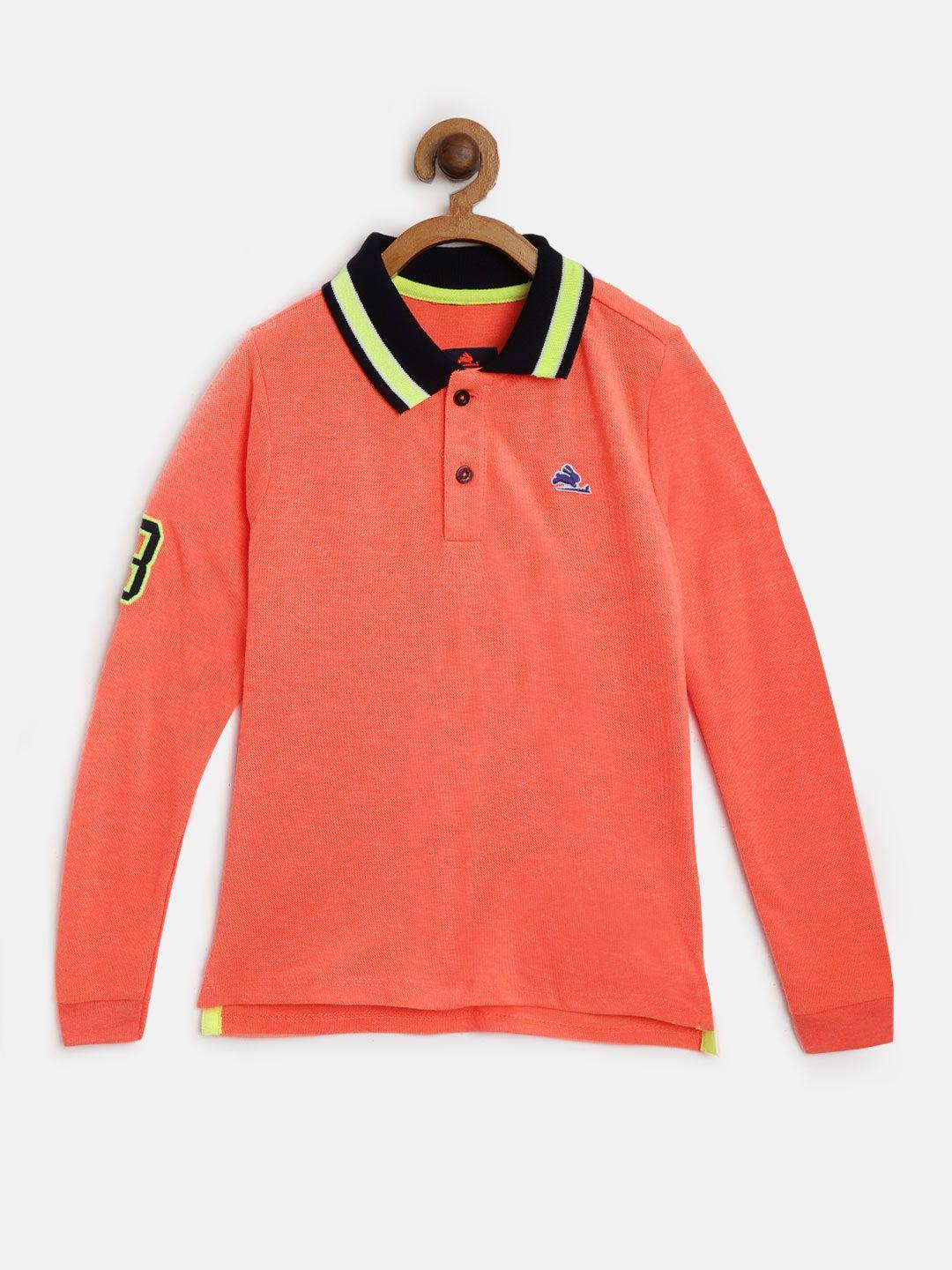 cherry-crumble-boys-coral-orange-solid-polo-collar-t-shirt