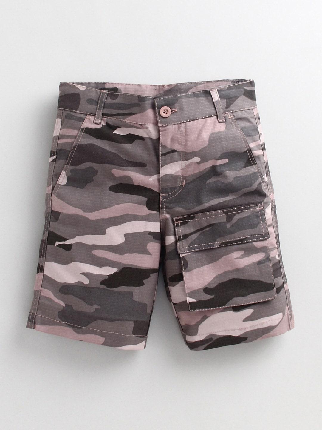 cherry crumble boys multicoloured camouflage printed shorts