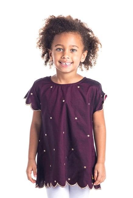cherry crumble by nitt hyman kids purple embroidered top