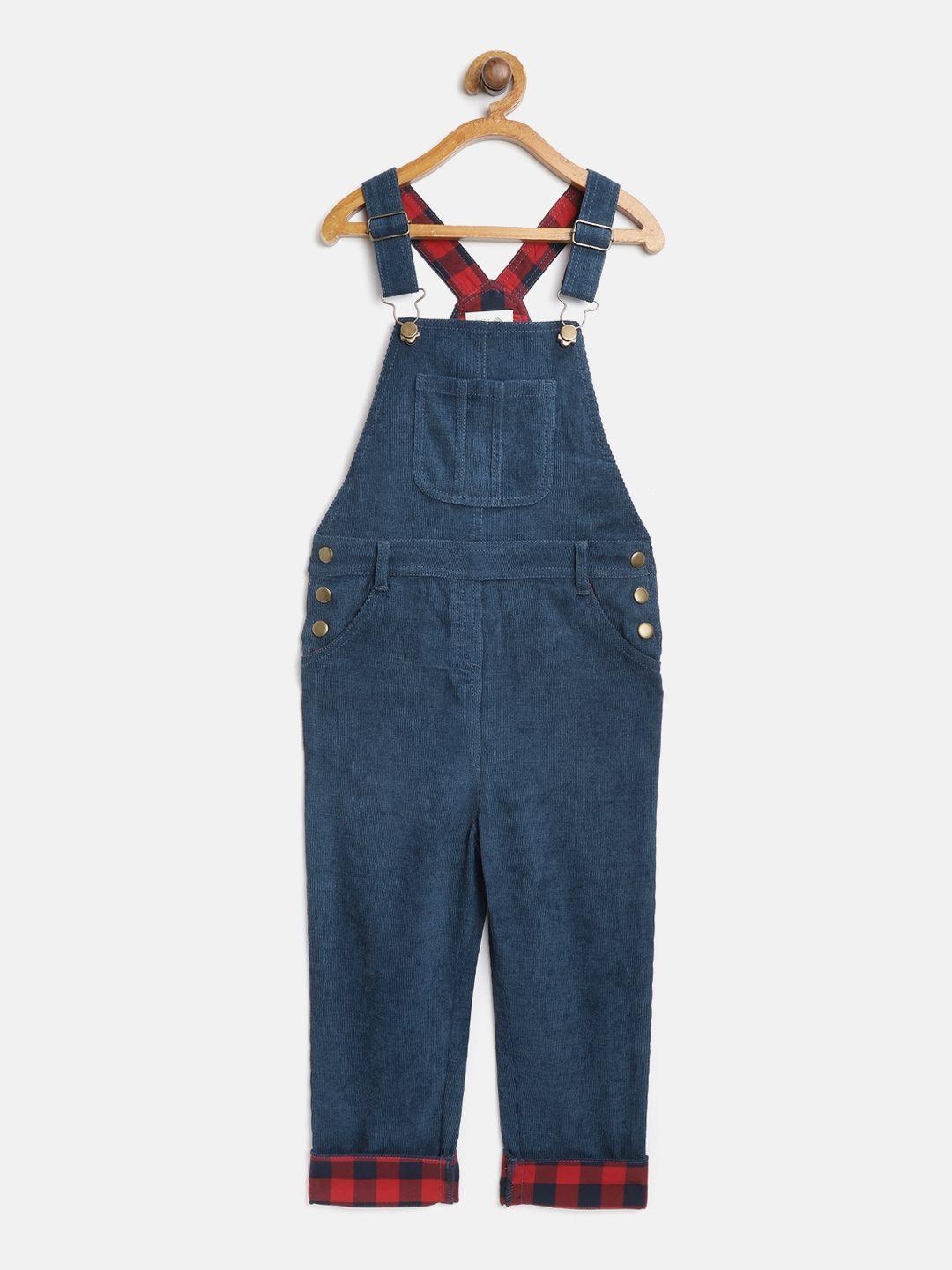 cherry crumble kids navy blue solid corduroy dungarees