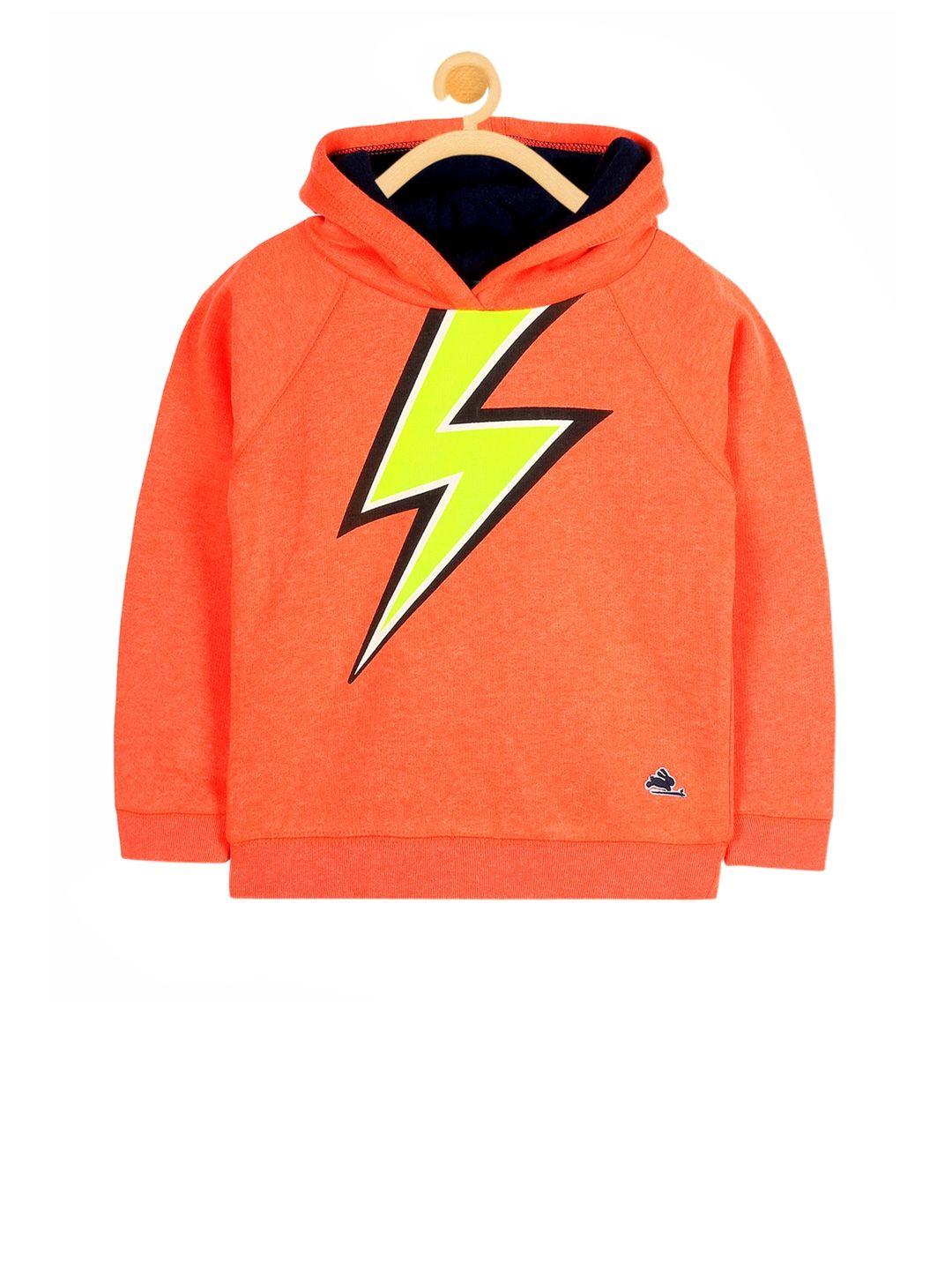 cherry crumble kids orange crumble lightning printed hooded sweatshirt