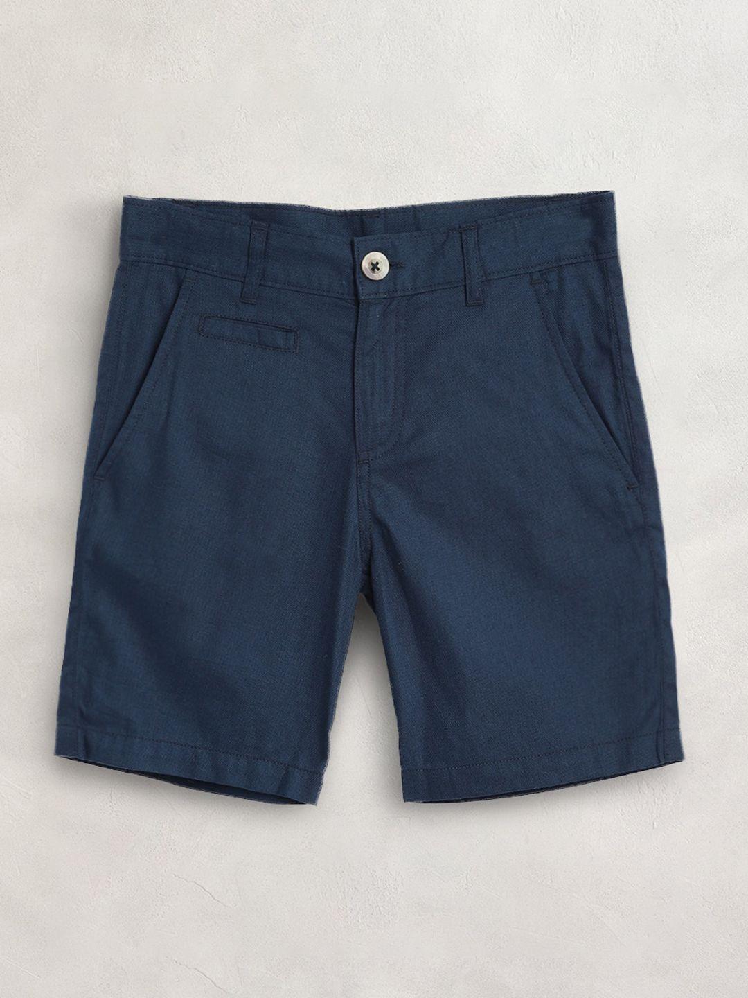 cherry crumble kids-boys blue cotton regular shorts