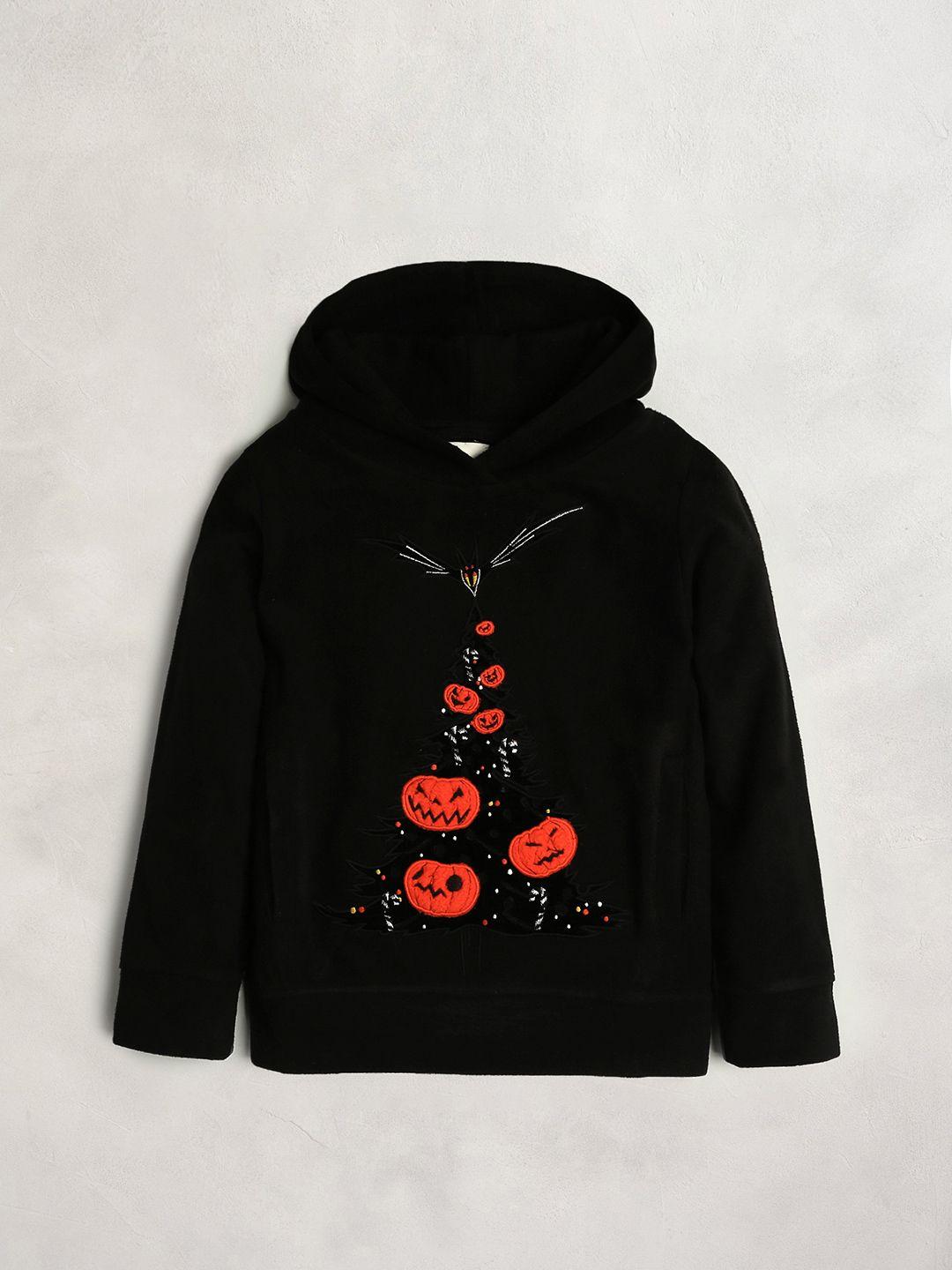 cherry crumble unisex kids black hooded sweatshirt