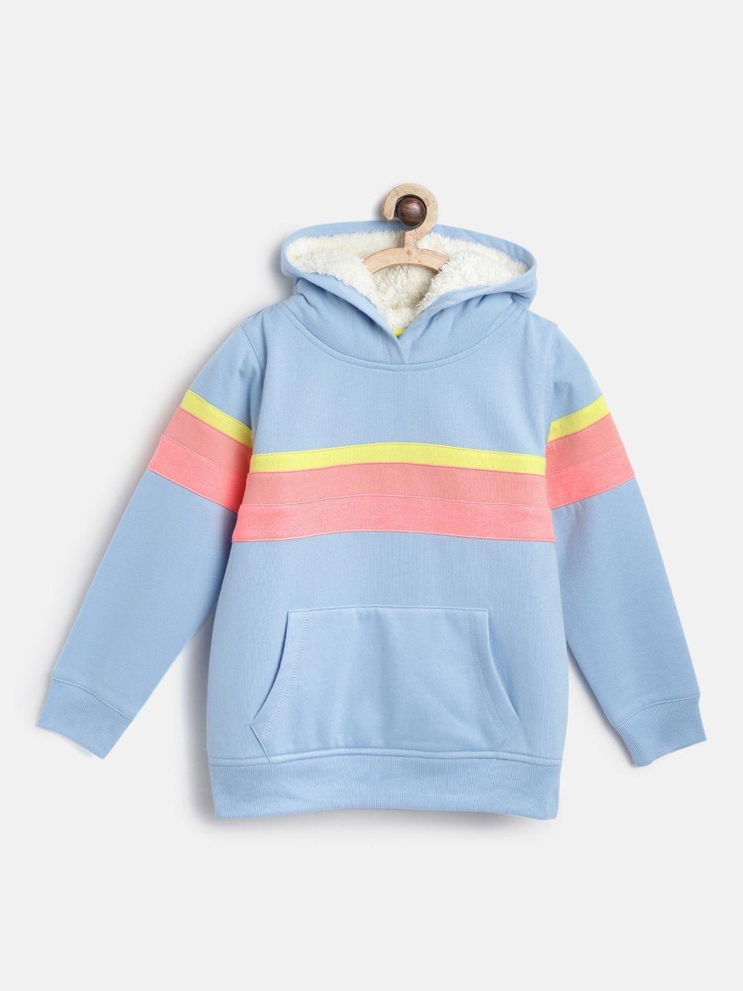 cherry crumble unisex kids blue colourblocked hooded sweatshirt