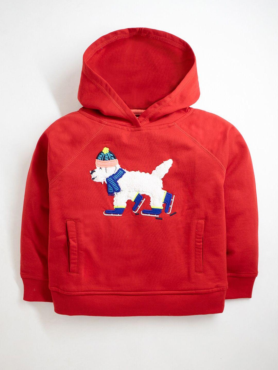 cherry crumble unisex kids red embellished hooded sweatshirt