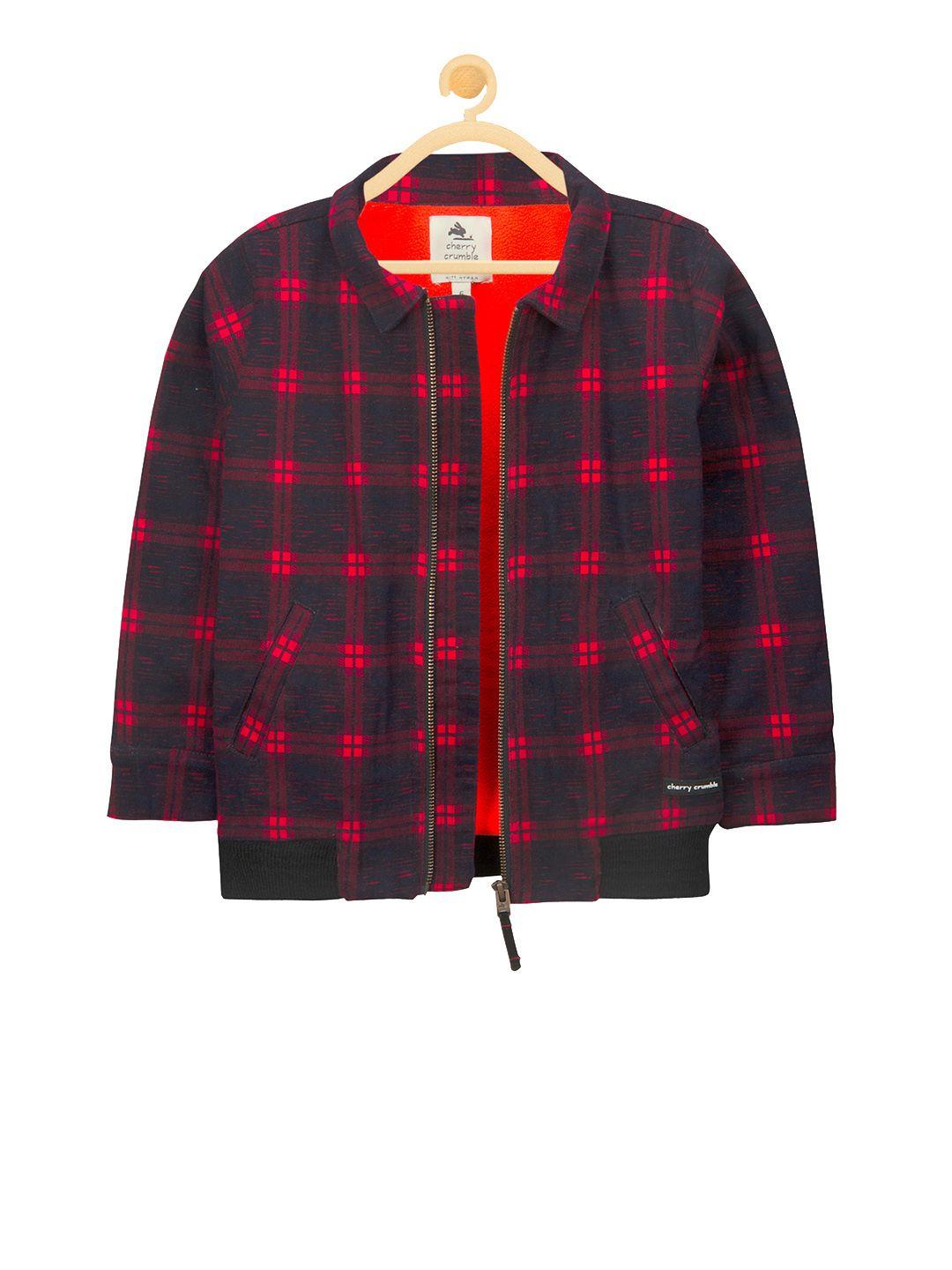 cherry crumble unisex red checked bomber