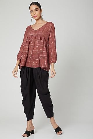 cherry birch striped tunic with black dhoti pants