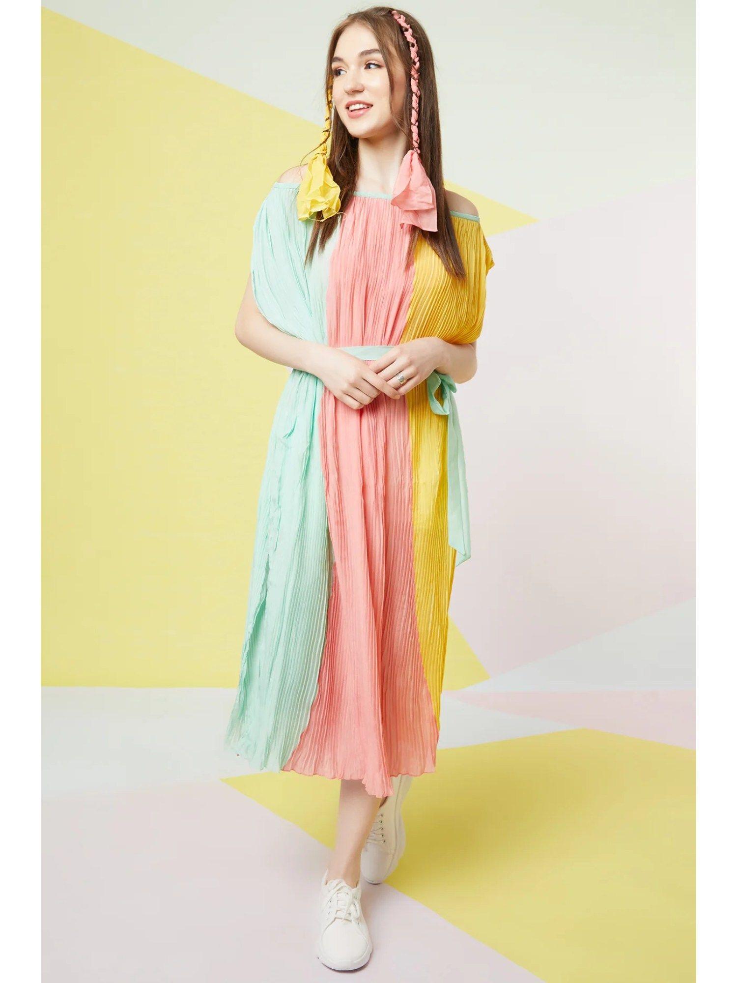 cherry blossom color-block kaftan dress (set of 2)