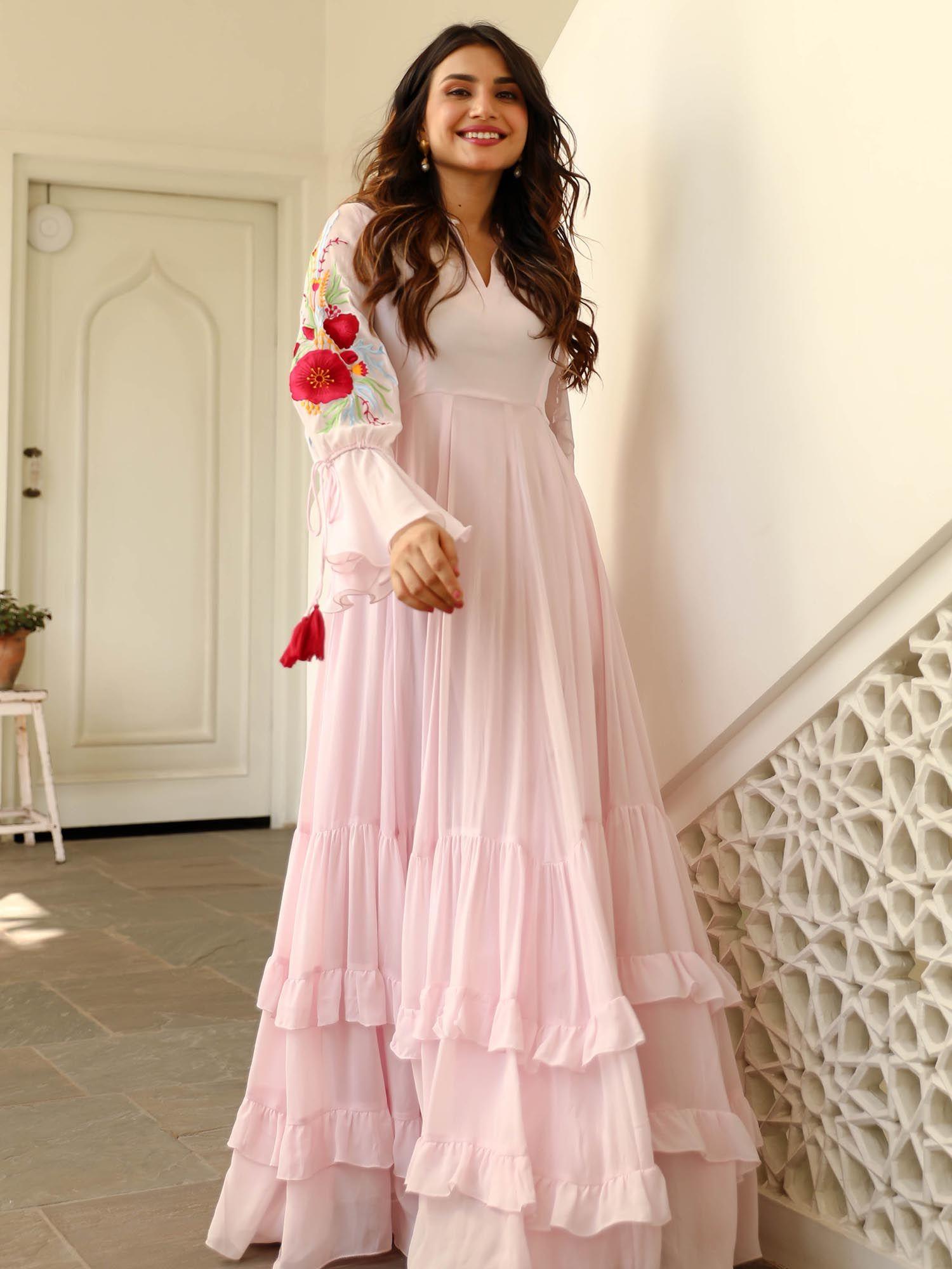 cherry blossom embroidered maxi dress