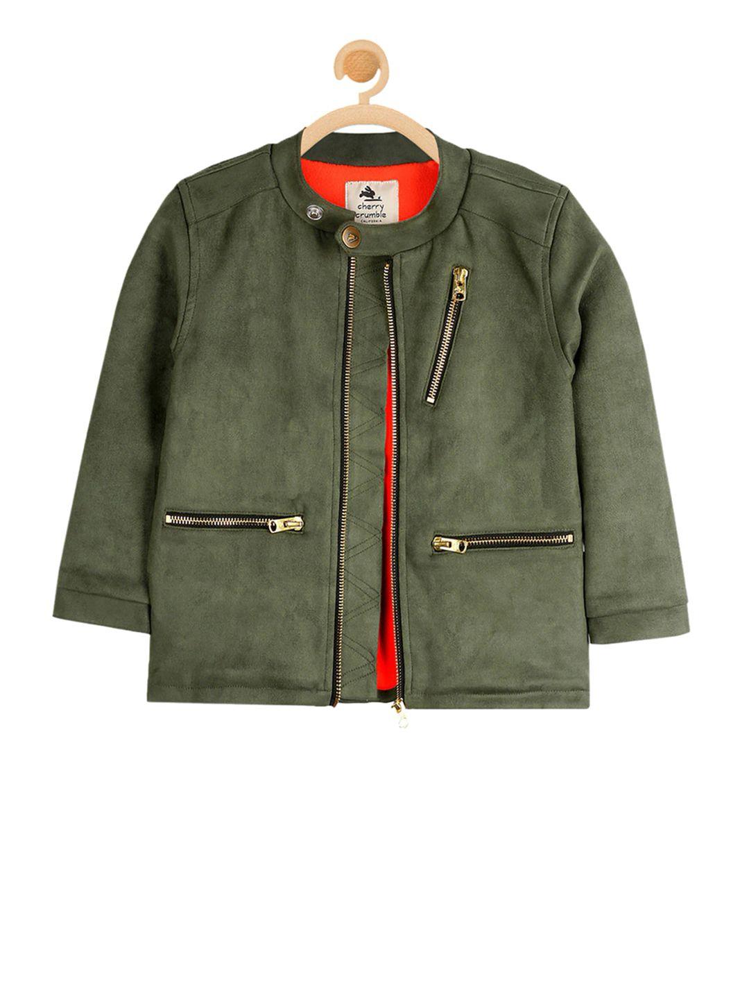 cherry crumble boys and girls olive solid vintage jacket