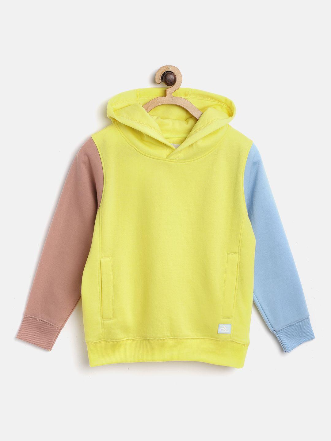 cherry crumble boys and girls yellow solid bloomberg colorblock hoodie sweatshirt