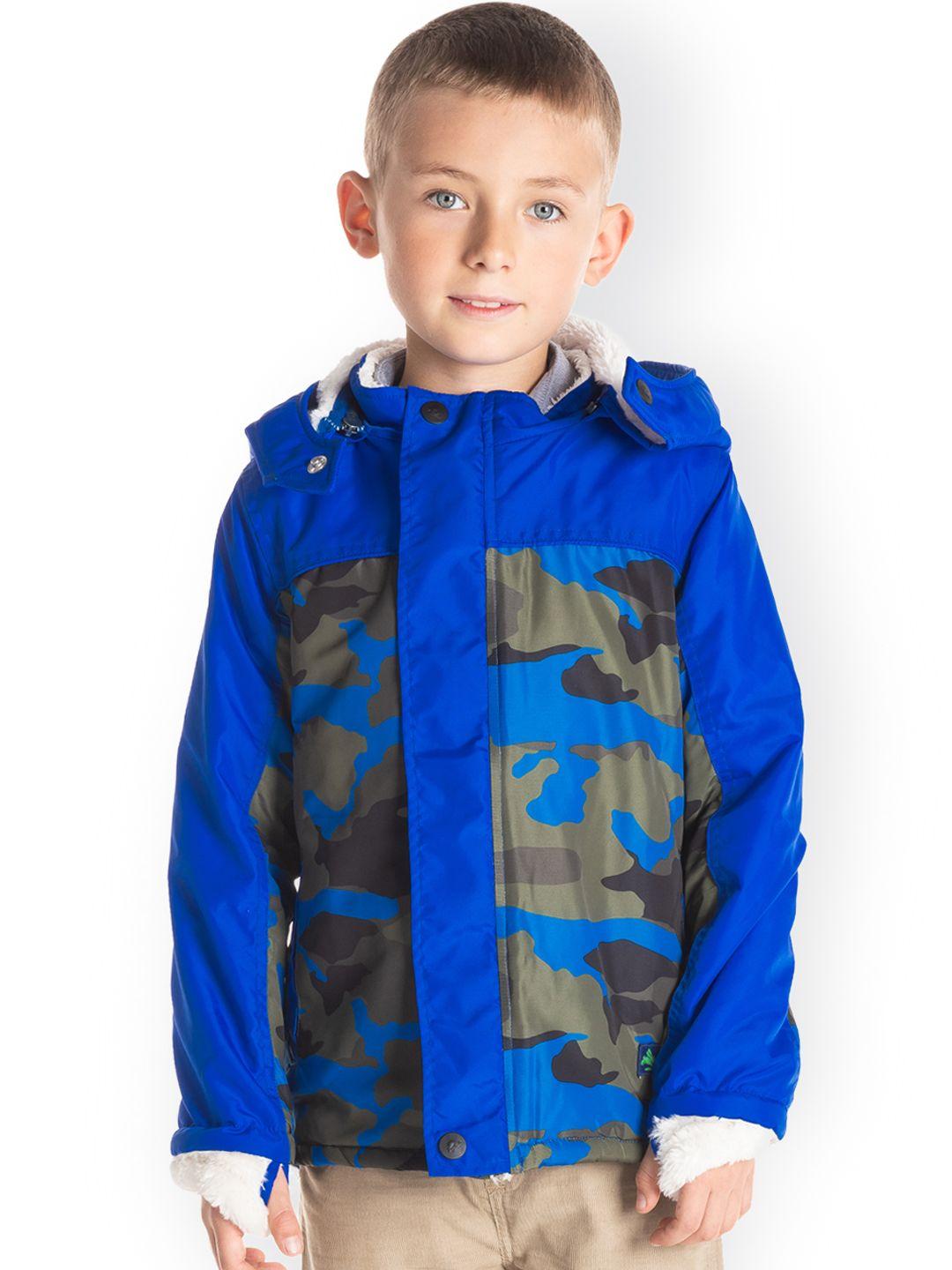 cherry crumble boys blue camouflage printed padded jacket