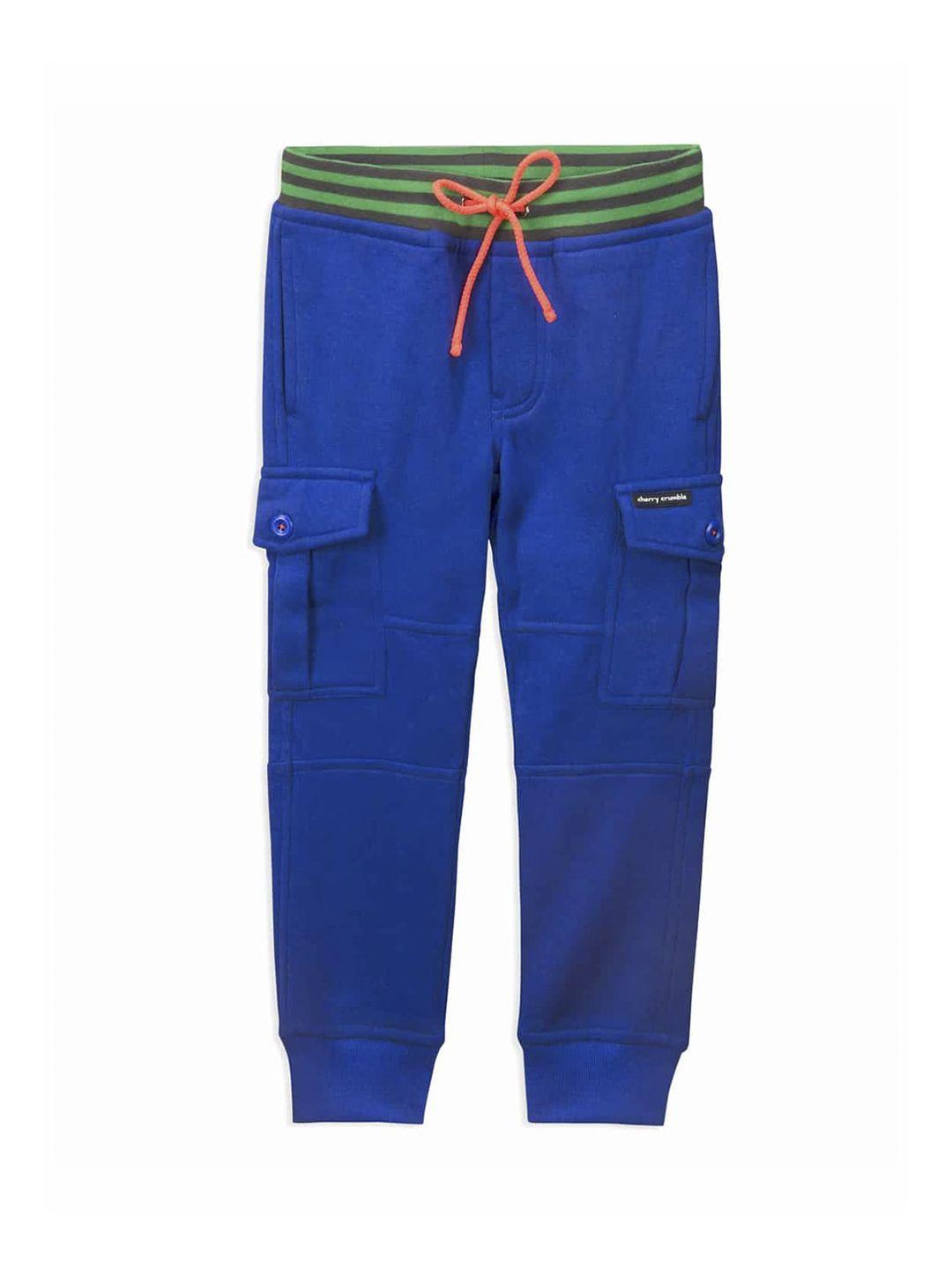 cherry crumble boys blue regular fit solid cargos