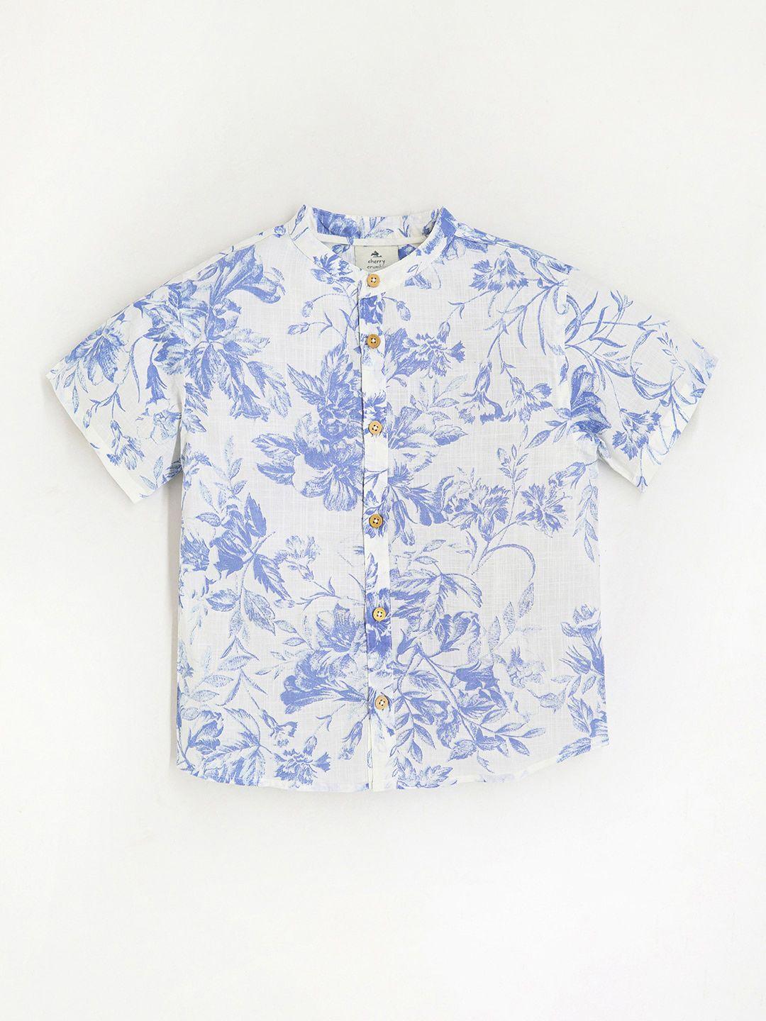 cherry crumble boys floral printed cotton casual shirt