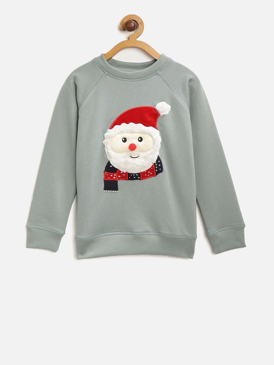 cherry crumble boys grey & red self design sweatshirt