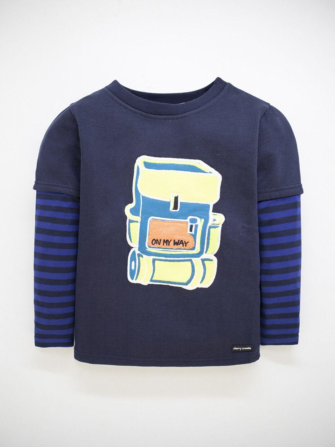 cherry crumble boys navy blue printed sweatshirt