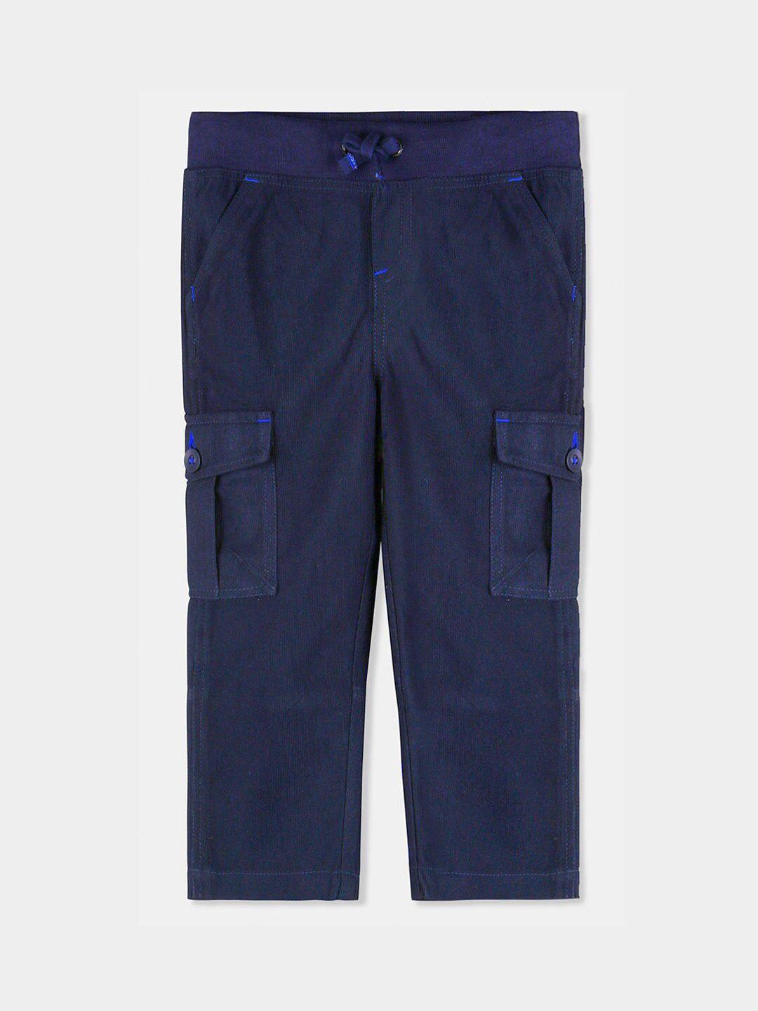 cherry crumble boys navy blue regular fit solid cargos