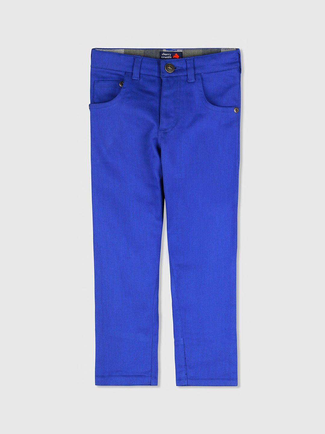 cherry crumble boys navy blue regular fit solid chinos