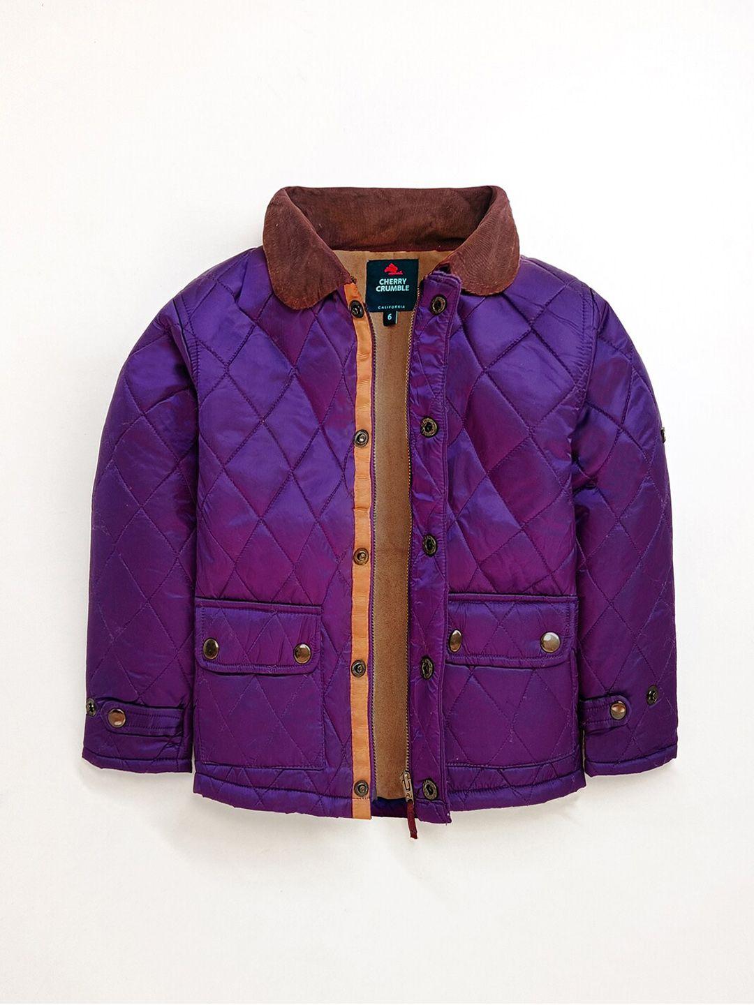 cherry crumble boys purple solid quilted jacket
