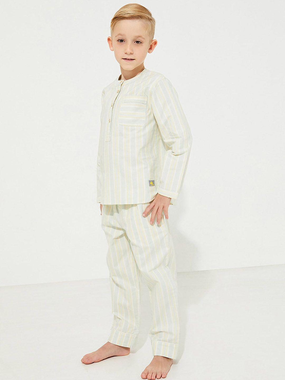 cherry crumble boys striped pure cotton night suit